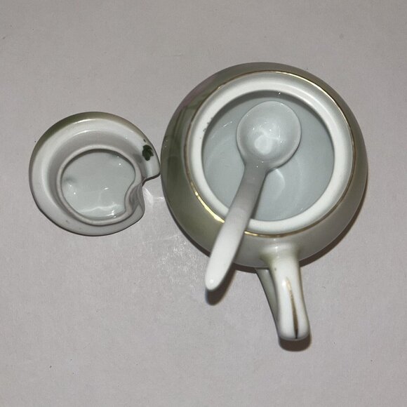 vintage rs prussia hand painted roses porcelain covered cream & sugar with spoon - Picture 13 of 16